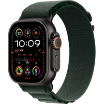 Apple Watch Ultra 2 GPS + Cellular 49 mm Titangehäuse schwarz, Alpine Loop Armband dunkelgrün L