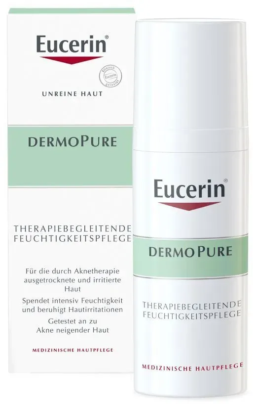 Eucerin DermoPure Therapiebegleitende Feuchtigkeitspflege – feuchtigkeitsspendende Creme für ausgetrocknete und irritierte Haut