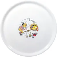 HENDI Pizzateller, Porzellan, Muster: Pizzabacken, Geschirrspüler und Mikrowellen geeignet, ⌀330mm, weiß (Packung mit 5)