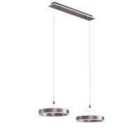 LUCANDE LED-Hängeleuchte Kolo, 2-flg., braun, dimmbar