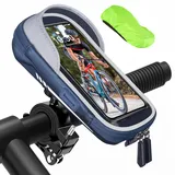 Handyhalterung Fahrrad Lenkertasche Wasserdicht Handyhalter Motorrad Handy Halterung 360°Drehbarem für 4.7-7 Zoll Smartphone mit Regenhaube und Reflektierend Fahrradtasche (Blau, unter 7 Zoll)