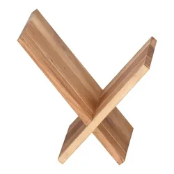 Kadima Design Zeitungsständer `Nako` Massiv: Handgefertigt, X-Form, Akazienholz, pflegeleicht. Beige, 29x28x31 cm