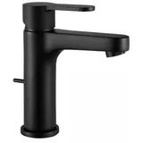 CECIPA Wasserhahn Bad Schwarz, Waschtischarmatur mit Zugstange Ablaufgarnitur, Mischbatterie Waschbecken, mit Auslaufhöhe 57mm, Waschbeckenarmatur Messing, Badarmatur