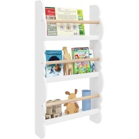 Woltu Kinder Bücherregal Wandregal aus Kiefernholz E1 mdf mit 3 Ablagen weiß - weiß - Woltu