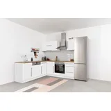 kochstation Winkelküche »Samos«, mit E-Geräten, Stellbreite 220/220 cm, weiß