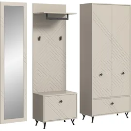 Home Affaire Mento Garderobenschrank 215 x 35 x 190 cm beige