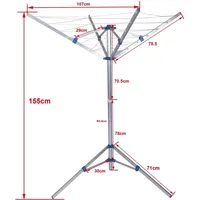 Wiltec Mobile Wäschespinne mit 4 Armen 16 m Wäscheleine