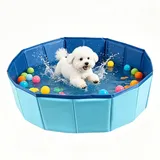 Hundepool 60x20cm Hundeplanschbecken Faltbarer Hundepool mit Ablassventil rutschfest Hunde Planschbecken für Kleine Hunde Katze