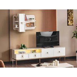 JVmoebel Modernes Set TV-Lowboard 45 cm x 57 cm Weiß Holz