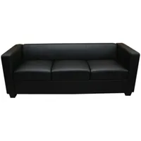 Mendler 3er Sofa Couch Loungesofa Lille ~ Leder, schwarz