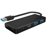 RaidSonic Icy Box IB-HUB1423CR-U3, USB-Hub, Dual-Slot-Cardreader, USB-A 3.0 [Stecker] (60795)