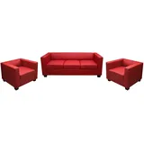 MCW 3-1-1 Couchgarnitur Lille ~ Leder, rot