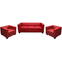 MCW 3-1-1 Couchgarnitur Lille ~ Leder, rot