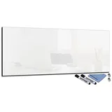 decorwelt Glas-Magnettafel 30x80 Pinnwand Wand mit Zubehör Whiteboard Küche Deko Office Büro Weiß