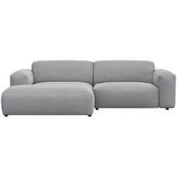 Ecksofa FLEXLUX "Lucera Chaislongue rechts oder links, L-Form, bequem", grau (sophisto grau), B:257cm H:73cm T:171cm, 100% Polyester, Sofas, modern & anschmiegsam, Kaltschaum, Stahl-Wellenunterfederung