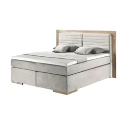 Primo Massivholz-Boxspringbett mit LED-Beleuchtung Marlow ¦ beige ¦ Maße (cm): B: 230 H: 130