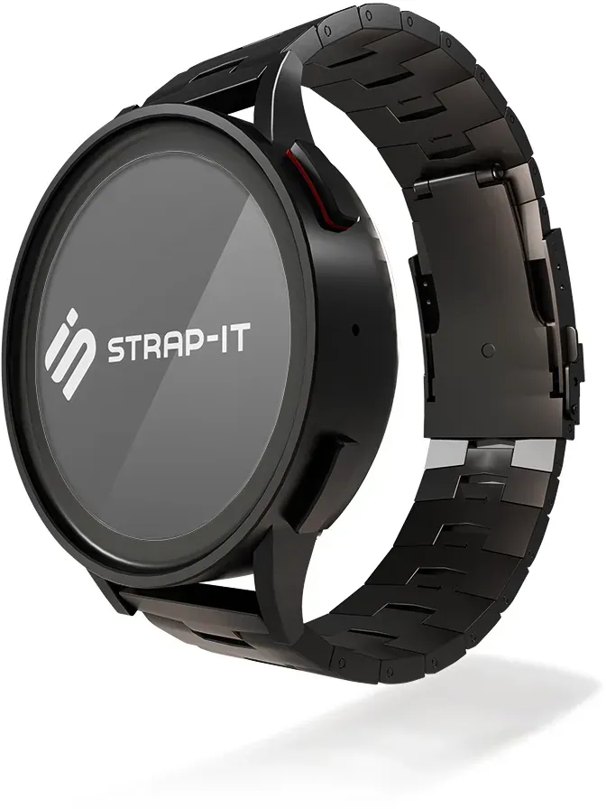 Strap-it Gard Pro Health Smartwatch 2+ Armband Titan für Gard Pro Health Smartwatch 2+ - Schwarz - Butterfly-Verschluss