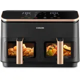 COSORI Heißluftfritteuse 2 Kammern, Testsieger der Stiftung Warentest, 6-in-1 Dual Zone Airfryer 8,5 L, Doppelkammer mit Sichtfenster für vollständige Mahlzeit