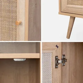 sweeek - 2er-Set Nachttische mit Rattangeflecht