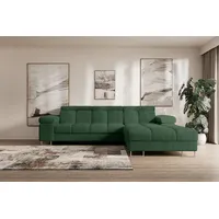 altdecor Ecksofa Cord mit Schlaffunktion 2-Sitzer Grün