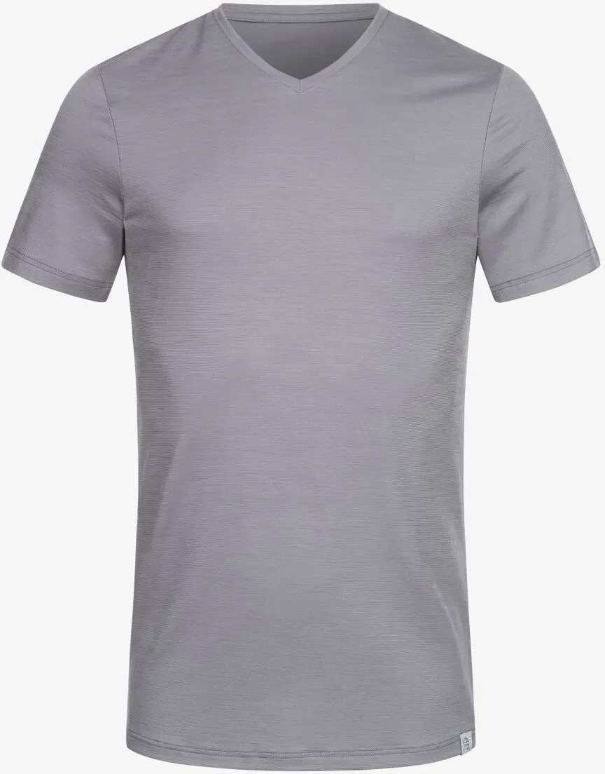 Tom Fyfe Merino Herren T-Shirt V-Ausschnitt Hellgrau L