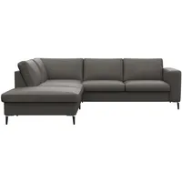 FLEXLUX Ecksofa »Fiore, L-Form«, breite Armlehnen, Füße Alu/schwarz, B/T 241/225 cm, Kaltschaum im Sitz grau