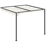 Outsunny Pergola Pavillon 3 x 3 m Gartenpavillon BBQ-Pavillon mit Stoffdach Terassenüberdach wetterfest Wand Anbau Metall Polyester Cremeweiß