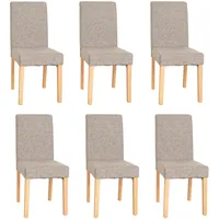 Mendler 6er-Set Esszimmerstuhl Stuhl Küchenstuhl Littau Textil, grau, helle