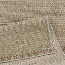 Carpet City Outdoor Teppich Wetterfest Balkon Terrasse Braun 100x200 cm - Meliertes Muster, Flachgewebe, Sisal-Optik, Flachgewebe - Braun