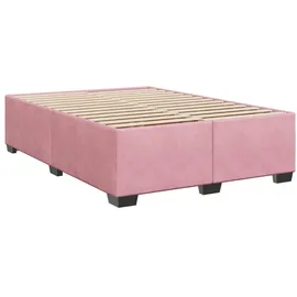 vidaXL Boxspringbett mit Matratze Rosa 160x200 cm Samt