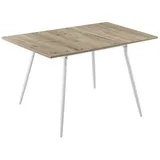 B&D home Esstisch Jonte, ausziehbar 80-120 x 80 cm, 4 Personen Küchentisch Holztisch mit Metallgestell für Esszimmer, Küche, skandinavisch Design, Sandeiche Optik, 11219-80-FW-EISA