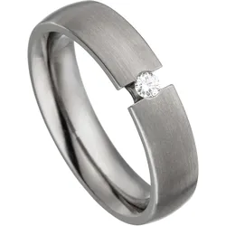Fingerring JOBO "Ring mit Diamant 0,05 ct." Gr. 60, grau (titanfarben), Fingerringe, Damen, 60, SI = kleine Einschlüsse, Diamanten-Titan, Diamanten, Titan, Titan