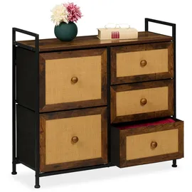 Relaxdays Highboard 77 x 85 x 31,5 cm Braun/Schwarz