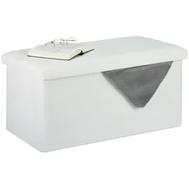 Relaxdays Truhenbank Gepolstert Weiß 76,5 x 38 x 38,5 cm