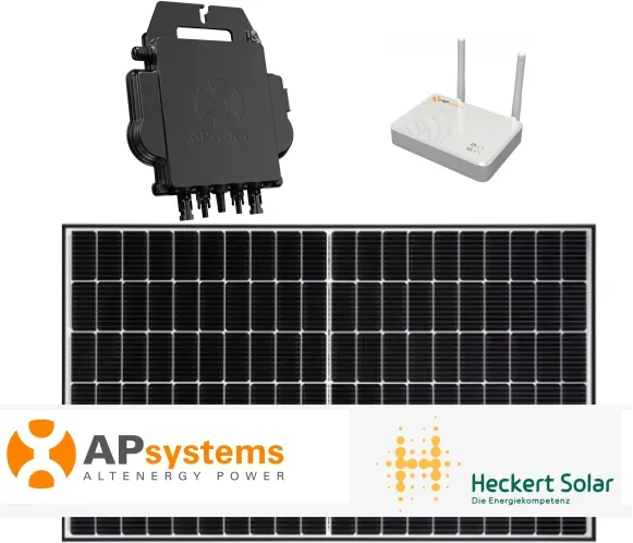 600W Balkonkraftwerk - APSystems DS3-S - 2 x 380W Heckert BF