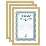 Ideal Trend 2er 3er 5er 10er Pack Dokument Bilderrahmen 21x29,7 DIN A4 Urkunde Foto Rahmen: Farbe: 3er Pack Natur