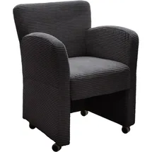 exxpo - sofa fashion Sessel Intenso Leder 66 x 83 x 66 cm Grau mit Rollen