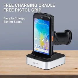 Tera Pro Android Barcode Scanner PDA Android 11 mit Ladestation Pistolengriff 8000 mAh Batterie BT5.0 PDA Barcode Scanner POS Terminal Mobiler Computer Handheld Barcode Reader P172