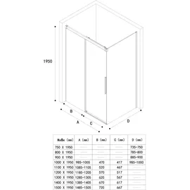 doporro Eckdusche mit Schiebetür rechts 80 x 100 cm silber Sicherheitsglas D648360641500