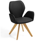 Niehoff Sitzmöbel Colorado Trend-Line Design-Armlehnenstuhl Eichen/Leder - 180° drehbar Napoli schwarz