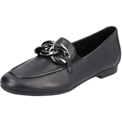 Loafer REMONTE, Damen, Gr. 44, schwarz, Leder, elegant, Schuhe, Slipper, Businness Schuh mit auffälliger Zierkette