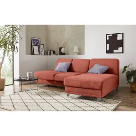 sit&more Ecksofa Clio L-Form, wahlweise mit Bettfunktion oder Vorziehsitz und Bettkasten, Federkern orange