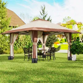 Outsunny Faltpavillon 4 x 4 m inkl. 4 Seitenteile Beige/Gelb