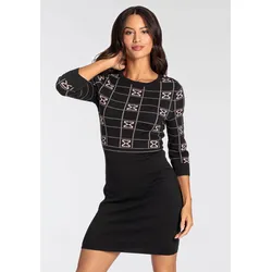 Melrose Strickkleid, für Sommer und Party, Mini-Länge, femininer Look Melrose rosa-schwarz 40