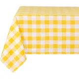 DWCN Karierte Tischdecke Outdoor Tischdecke Abwaschbar Wetterfest Fleckschutz Wasserdicht Garten tischdecken für Draußen Picknick Esszimmer Festival Party Hochzeiten, Gelb und Weiß, 135x180cm
