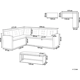 Beliani Ecksofa mit Bank Loungeset grau