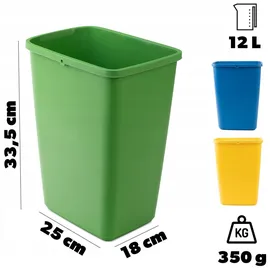 Kadax Abfalleimerset 12 l Grün/Gelb/Blau