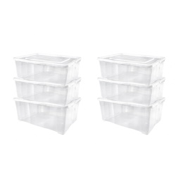 Alpfa 6er-Set Schuhboxen Kunststoffbox Klarsichtbox mit Belüftung je 37x26x13cm 10,0 Liter