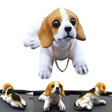 Lzhixin Wackelkopf Hund,Wackeldackel,Wackelkopf Spielzeug,6.5cm*15cm*8cm,für Auto,Auto Armaturenbrett Dekoration(Beagle), Gelb