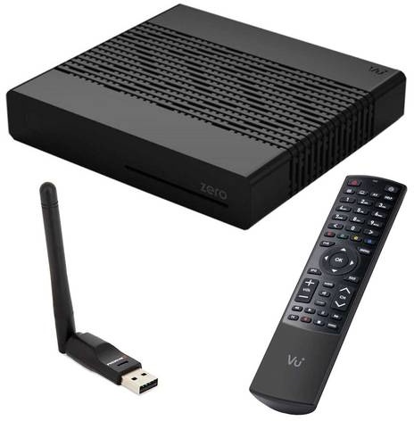 VU+ ZERO Black Digital Sat TV Receiver 1x DVB-S2 Tuner SAT Linux FullHD 2x USB, 12V externe Netzteil mit Wlan-Stick Antenne 150 Mbits